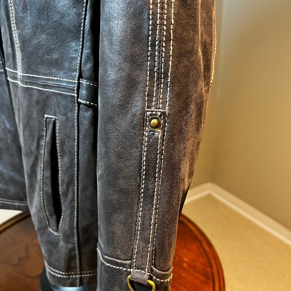 Twik 100% Genuine Leather Jacket - Removable Sherpa Collar - Vintage Style - Picture 5 of 13